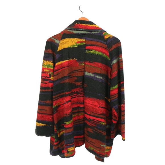 Ali Miles Southwestern Aztec Faux Leather Trim Cowl Neck Cardigan Sweater 2X - Picture 6 of 7